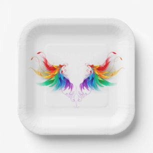 Fluffy Rainbow Wings Pappteller