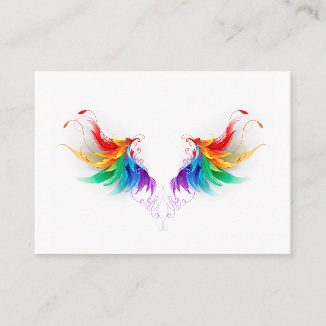 Fluffy Rainbow Wings Platzkarte (Vorderseite)