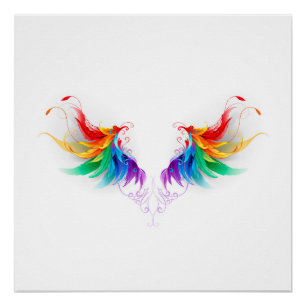 Fluffy Rainbow Wings Poster