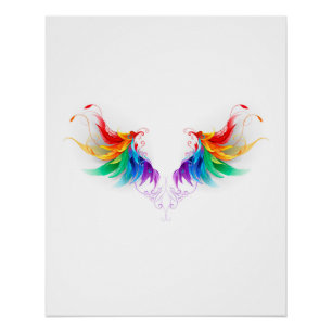 Fluffy Rainbow Wings Poster