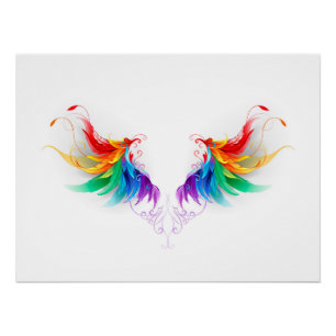 Fluffy Rainbow Wings Poster