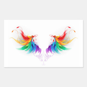 Fluffy Rainbow Wings Rechteckiger Aufkleber
