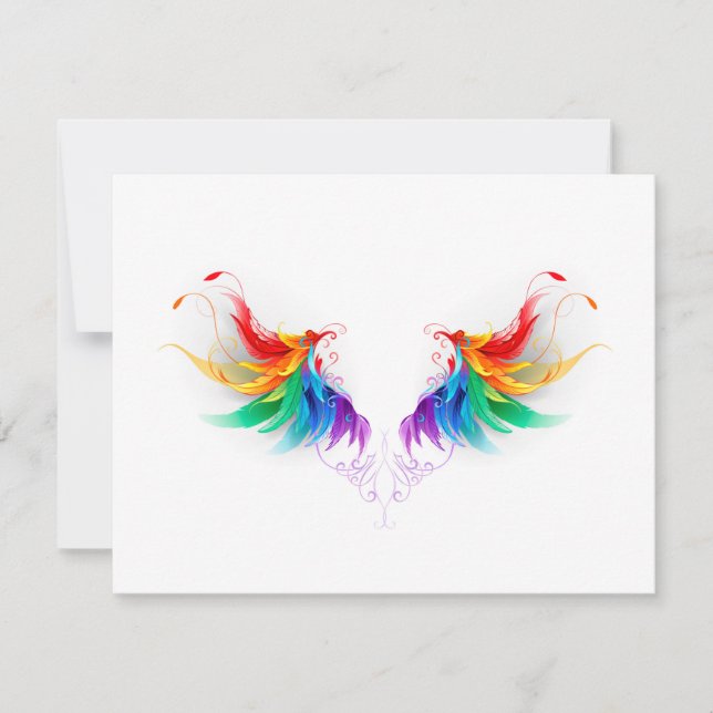 Fluffy Rainbow Wings RSVP Karte (Vorderseite)