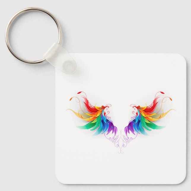 Fluffy Rainbow Wings Schlüsselanhänger (Vorderseite)