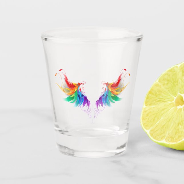 Fluffy Rainbow Wings Schnapsglas (Vorderseite)