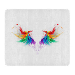Fluffy Rainbow Wings Schneidebrett