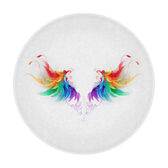 Fluffy Rainbow Wings Schneidebrett (Vorderseite)