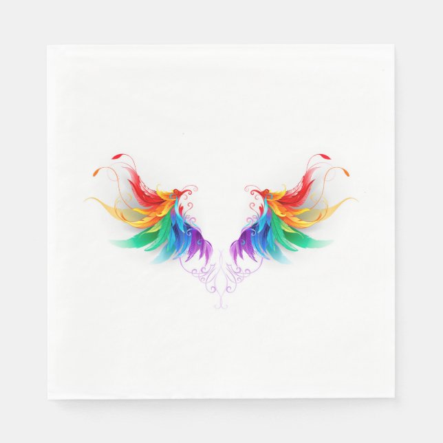 Fluffy Rainbow Wings Serviette (Vorderseite)
