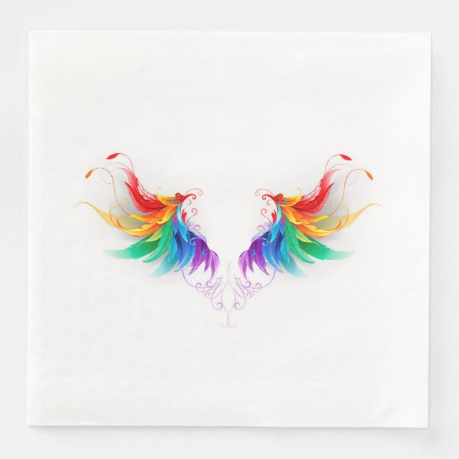 Fluffy Rainbow Wings Serviette (Vorderseite)