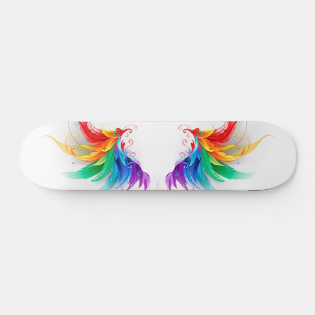Fluffy Rainbow Wings Skateboard (Horizontal)