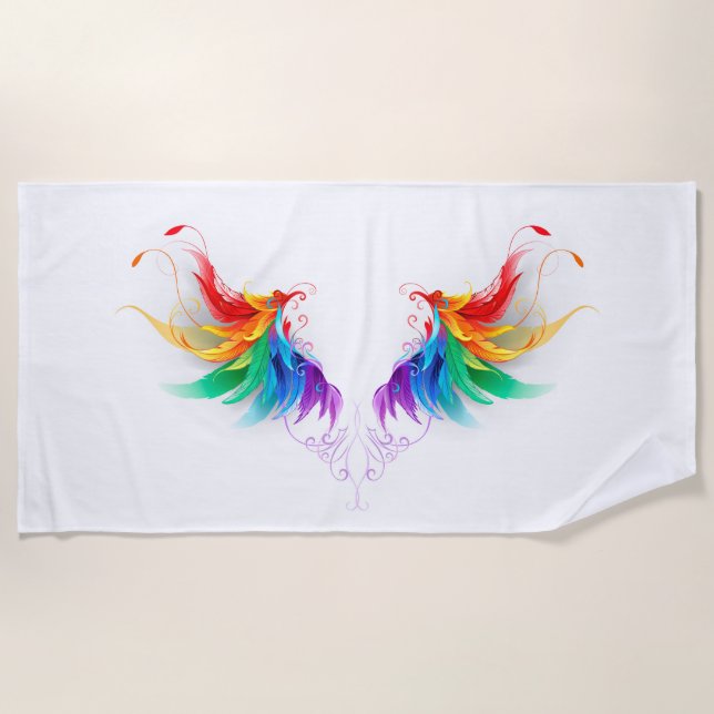 Fluffy Rainbow Wings Strandtuch (Vorderseite)
