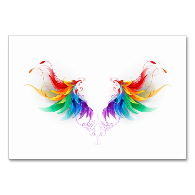 Fluffy Rainbow Wings Tischnummer (Vorderseite)