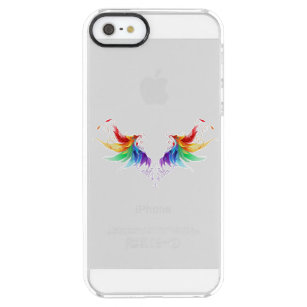 Fluffy Rainbow Wings Durchsichtige iPhone SE/5/5s Hülle