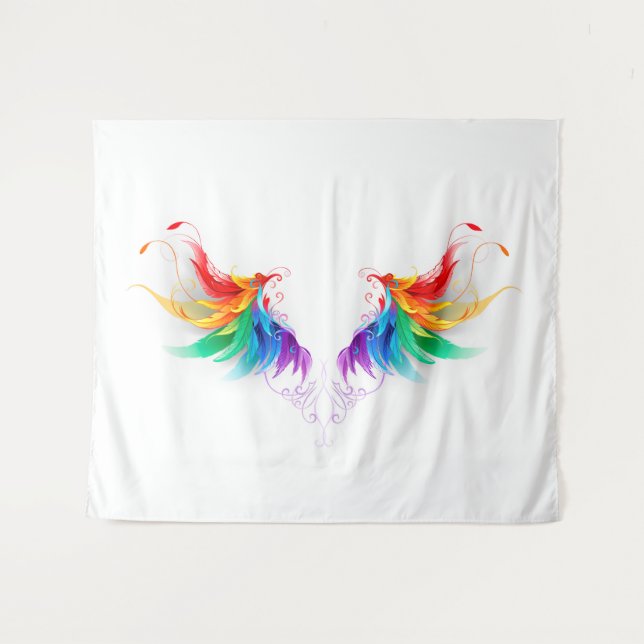 Fluffy Rainbow Wings Wandteppich (Vorderseite (Horizontal))
