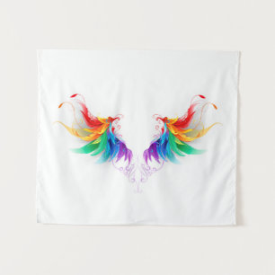 Fluffy Rainbow Wings Wandteppich