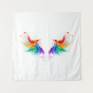Fluffy Rainbow Wings Wandteppich