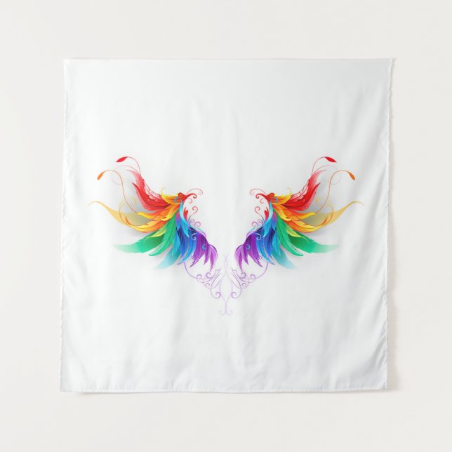 Fluffy Rainbow Wings Wandteppich (Vorderseite)