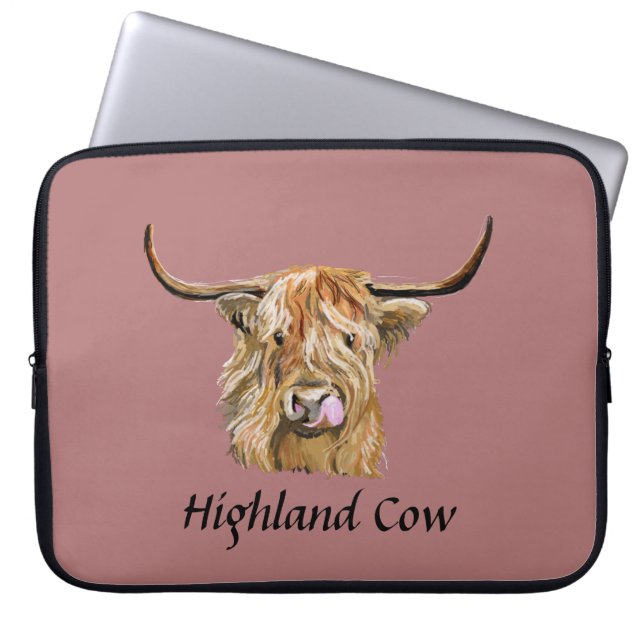 Fluffy Red Highland Cow Original Digital Art Laptopschutzhülle (Vorderseite)