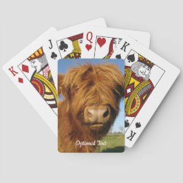 Fluffy Scottish Highland Cow - Blue Sky Spielkarten