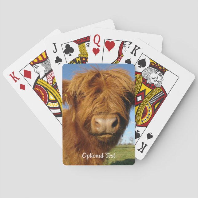 Fluffy Scottish Highland Cow - Blue Sky Spielkarten (Rückseite)