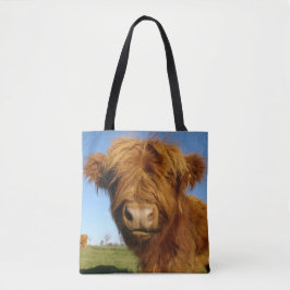 Fluffy Scottish Highland Cow - Blue Sky Tasche