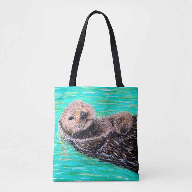 Fluffy Sea Otter Painting Tasche (Vorderseite)