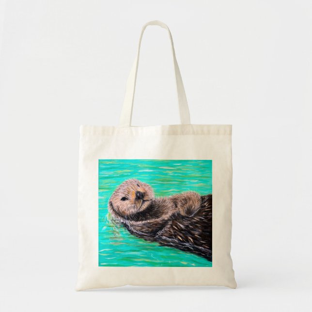 Fluffy Sea Otter Painting Tragetasche (Vorne)