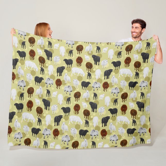 Fluffy Sheep and Lambs Pattern Fleecedecke (Beispiel)