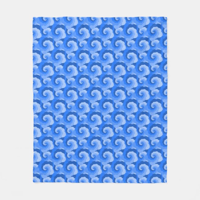 Fluffy Spirals Blue Pattern Fleece Blanket (Vorderseite)