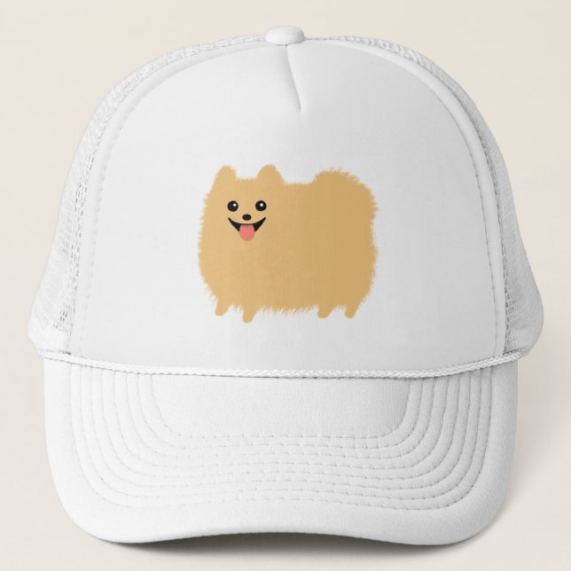 Fluffy Spitz Niedlich Dog Truckerkappe (Vorderseite)