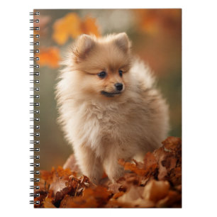 Fluffy Spitz Puppy in Herbst Spiral Notebook Notizblock
