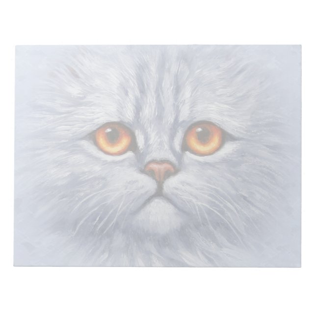Fluffy Tabby Cat Kitten Face Light Gray Notizblock (Vorderseite)