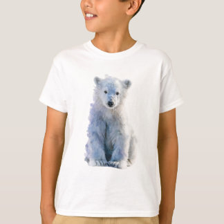Fluffy Watercolor Polar Bear Cub Kids T-Shirt