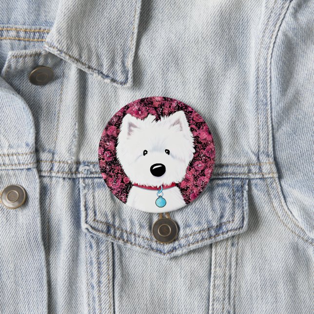 Fluffy Westie Blumenbilder Button (Beispiel)