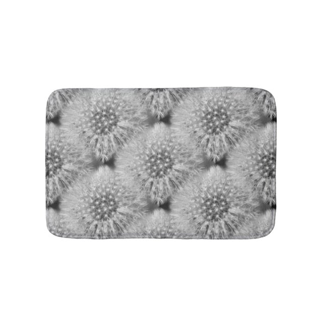 Fluffy White Dandelion Blume Naturmuster Badematte (Vorderseite)