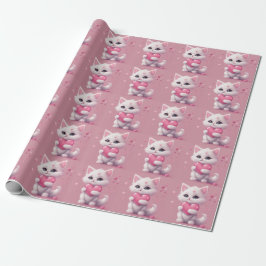 Fluffy White Liebe Kitten Geschenkpapier