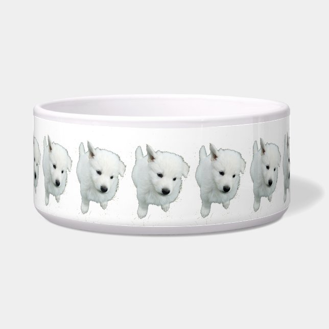 Fluffy White Puppy Foto Napf (Vorderseite)