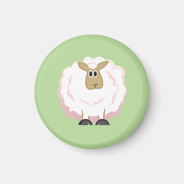 Fluffy White Sheep Magnet (Vorne)