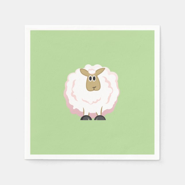 Fluffy White Sheep Serviette (Vorderseite)