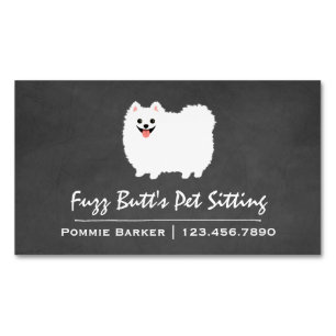 Fluffy White Spitz Magnetische Visitenkarte