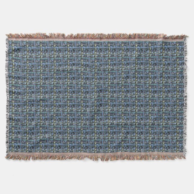 Fluffy Woven Graphic Strings Blue Decke (Vorderseite)
