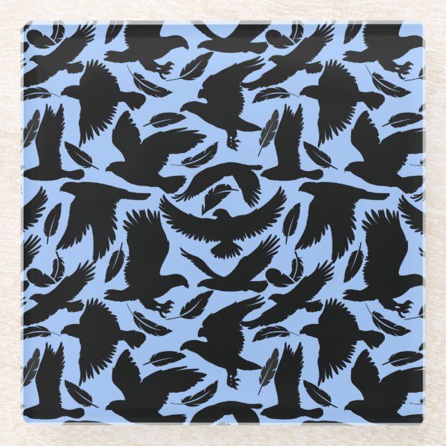 Flug der Adler schwarz.w L Blue BG Glasuntersetzer (Vorderseite)