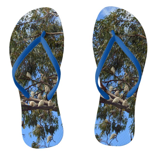 "Flug der Wildtiere: Weißaustralische Kakados Flip Flops (Fußbett)