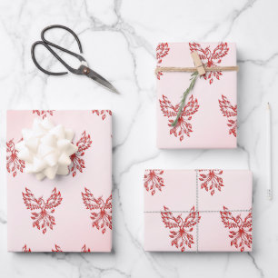 Flug eines Phönix Rot auf Rosa Geschenkpapier Set