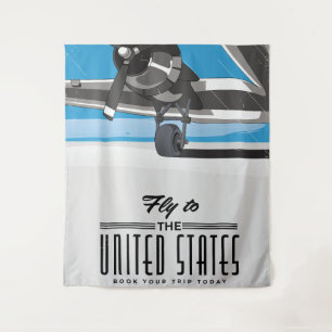 Flug in die Vereinigten Staaten Reiseplakat Wandteppich