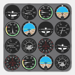 Flug-Instrumente Quadratischer Aufkleber