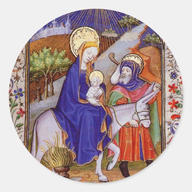 Flug nach Ägypten Mary Jesus Joseph Runder Aufkleber (Vorderseite)