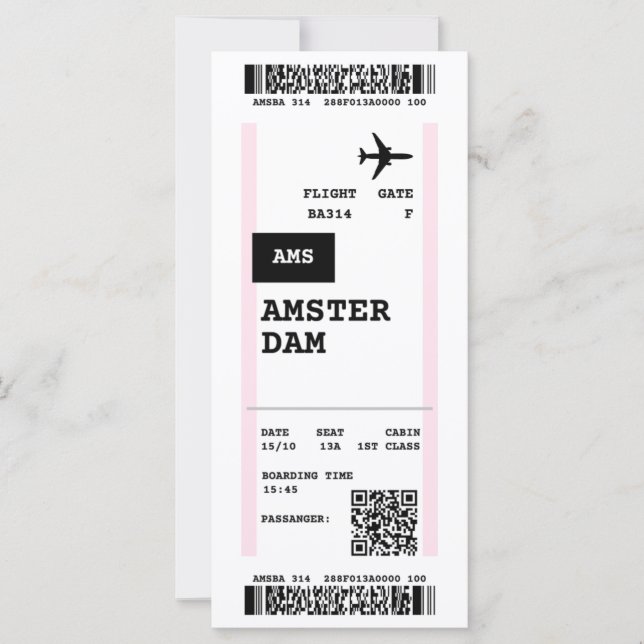 Flug nach Amsterdam und Pass nach Amsterdam Boardi (Vorderseite)