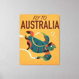 Flug nach Australien Meeresschildkröte Reiseplakat Leinwanddruck