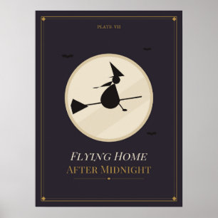 Flug nach Hause nach Mitternacht Halloween-Plakat Poster